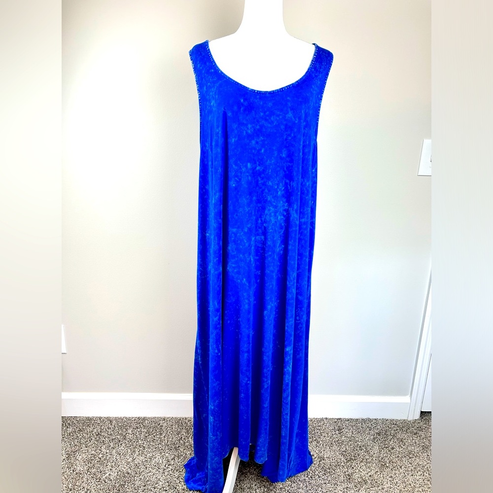 TORRID Blue Mineral Wash Jersey Hi Low sleeveless Maxi Dress SZ 3 Super …